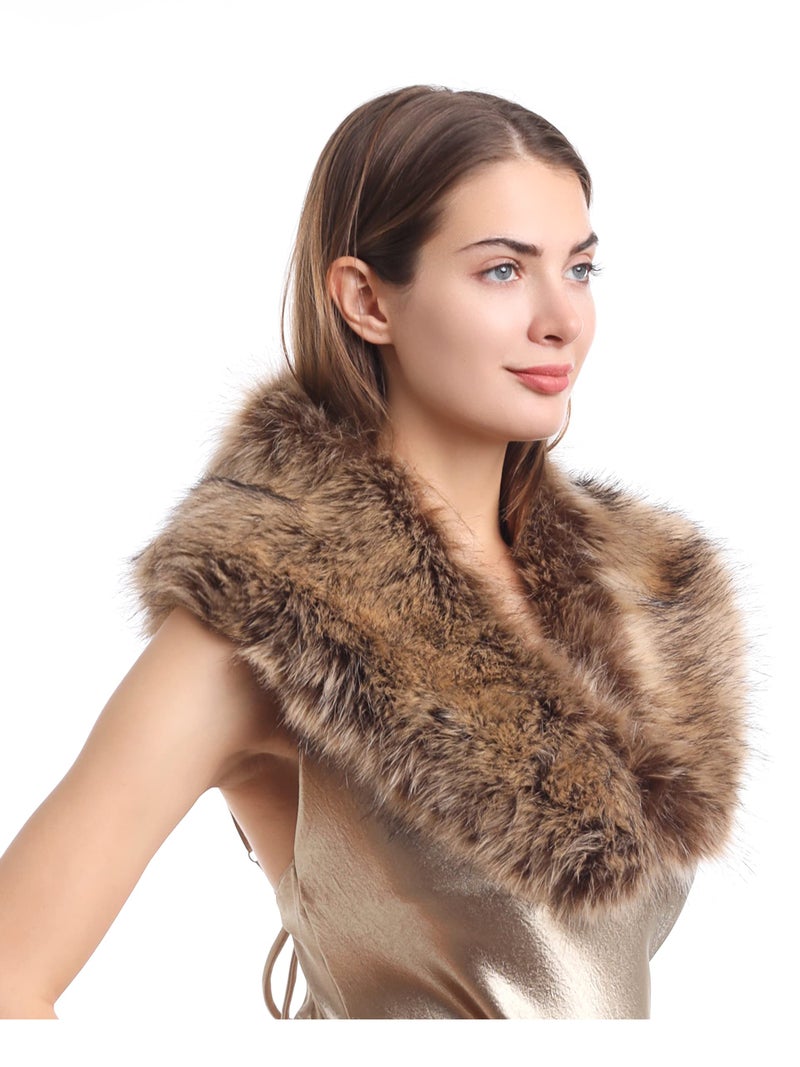 LA CARRIE Women's Faux Fur Collar Scarf Wrap Shawl Cold Winter Warmer(Raccoon) - Image 5